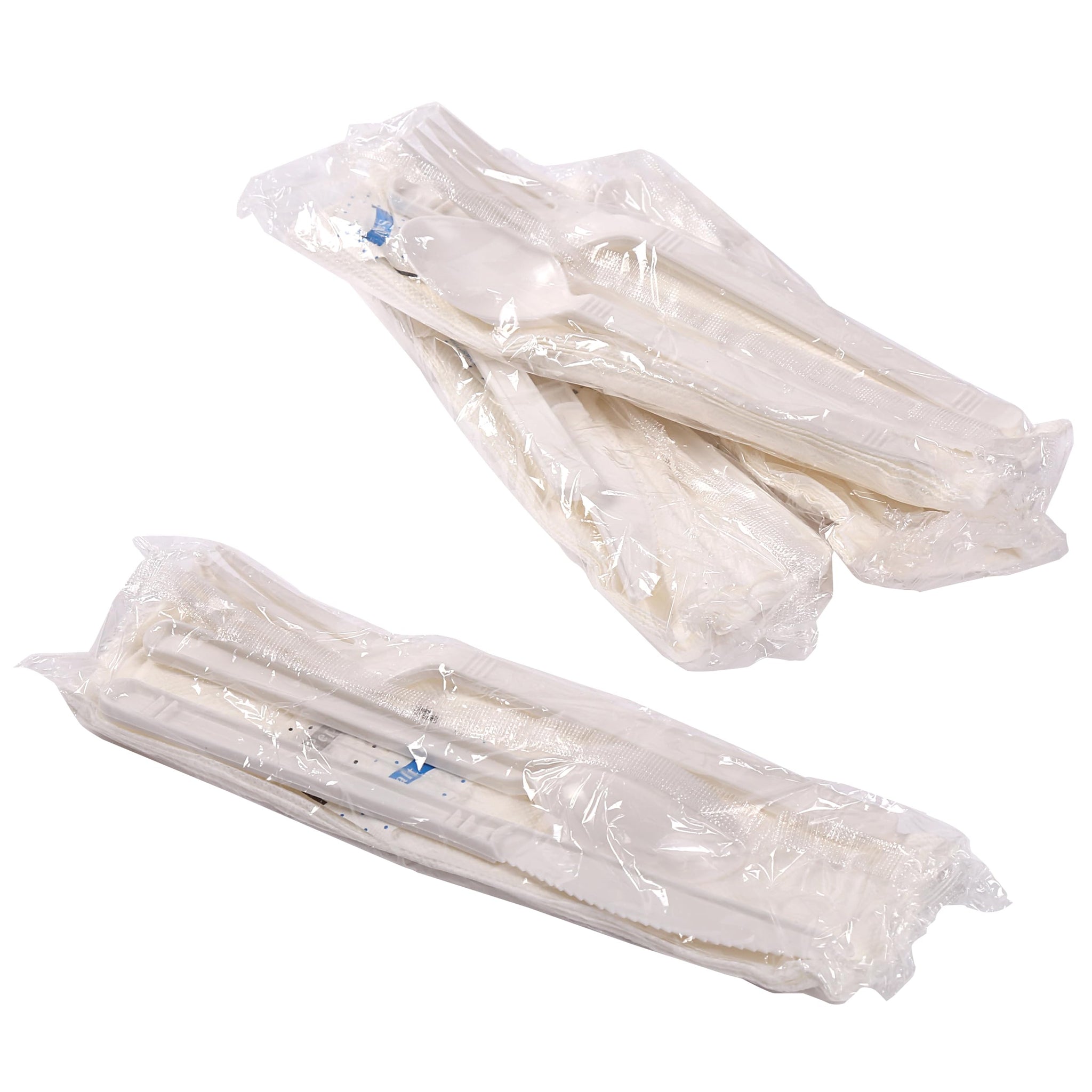 AmerCareRoyal 6-in-1 Disposable Silverware Heavy Weight Plastic Utensil Set with Teaspoon, Fork, Knife, Salt & Pepper Packets, 13x17 Napkin