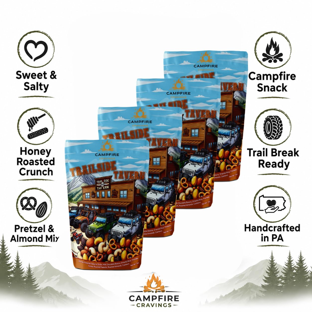 Campfire Cravings TRAILSIDE TAVERN Trail Mix 4-Pack - Adventure Driven Snack Mix
