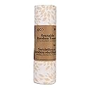 Reusable Bamboo Paper Towel Roll, 25 Feet, 20 Sheets, Machine Washable, White with Beige Leaf Pattern