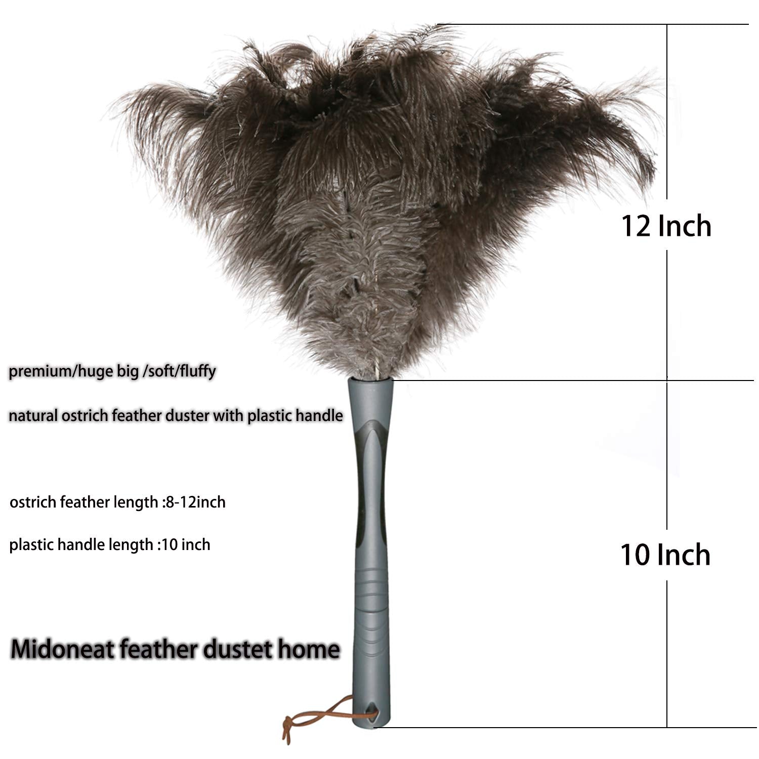 Midoneat Ostrich Feather Duster, Big and Soft and Fluffy Microfiber Duster,22 inch (Gray)