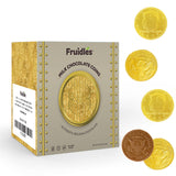 Fruidles Milk Chocolate Gold Coins - Nut Free - Made with Premium Belgian Chocolate Vault Box Approximate 40 Coins Half Dollar Design