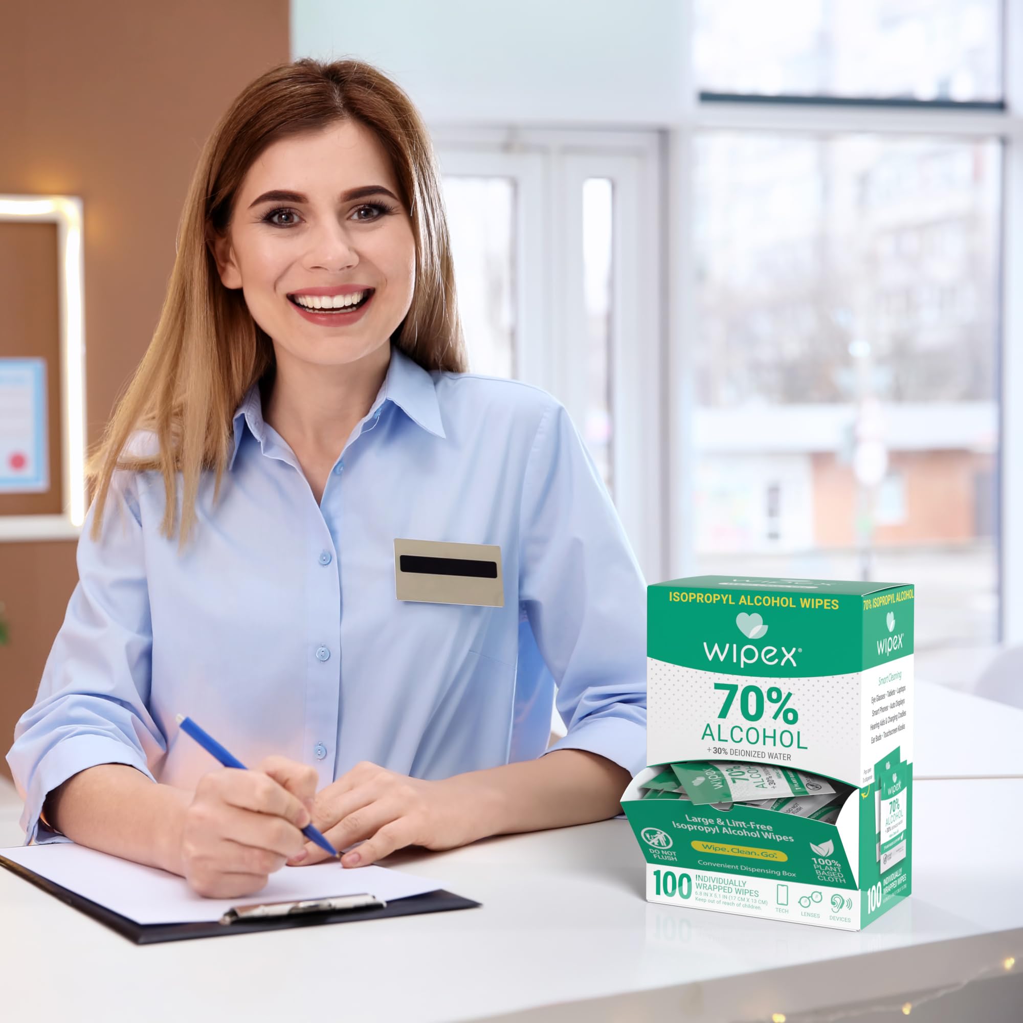 Wipex 70% Isopropyl Alcohol Wipes Individually Wrapped Sachets, Large Electronic wipes in Dispensing Box, Alcohol Prep Wipes, Screen Wipes & Tech