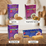 4-Pack Tinkyada Brown Rice Pasta - Spirals, Vegetable Spirals, Rice Shells & Lasagne - Gluten-Free, Non-GMO, Vegan, Perfect for Family Meals, Events