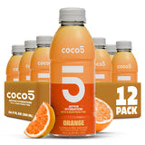 COCO5 Orange Coconut Water (12 Pack) - Natural Electrolyte Sports Hydration, 50% Less Sugar, Bold Orange Flavor, Non-GMO, Gluten Free - 16.9 fl oz