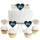 Big Dot of Happiness Happy Grandparents Day - Dessert Cupcake Toppers - Grandma and Grandpa Party Clear Treat Picks - Set of 24