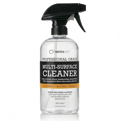 Thirteen Chefs Multi-Surface Cleaner for Kitchen, Home and Bath - Cleans All Countertops, Stainless Steel, Glass, Floor and Tile - 16oz Spray Bottle