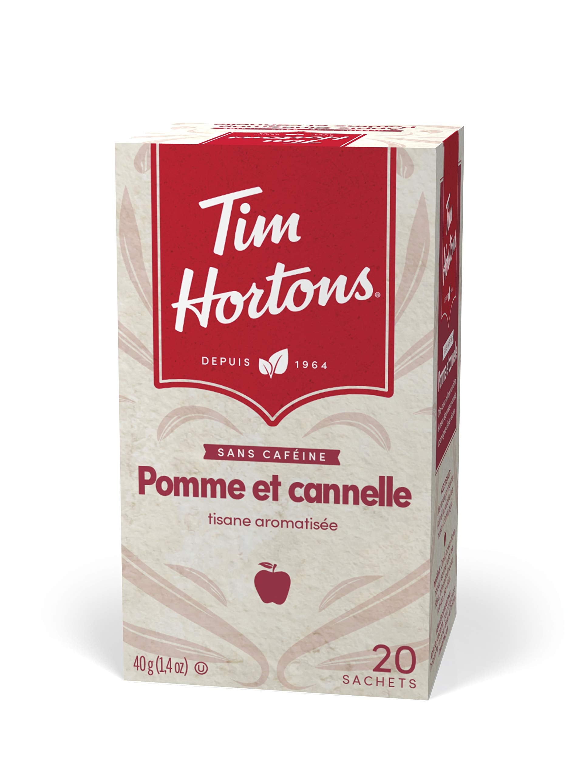 Tim Hortons Apple Cinnamon Herbal Tea, 20 tea bags, 40g (1.4oz), imported from Canada