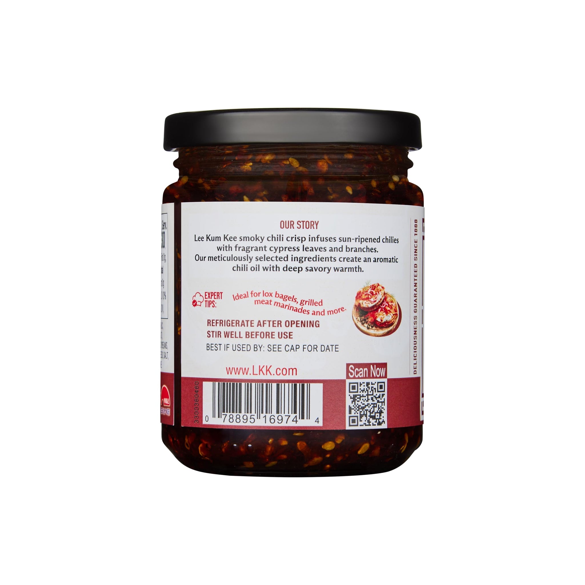 Lee Kum Kee Smoky Chili Crisp (7 oz - 1 Pack), Spicy, Non-GM Soybeans & Vegan | Perfect for Drizzling, Dipping, Grilling, Stir-Frying, Dumplings