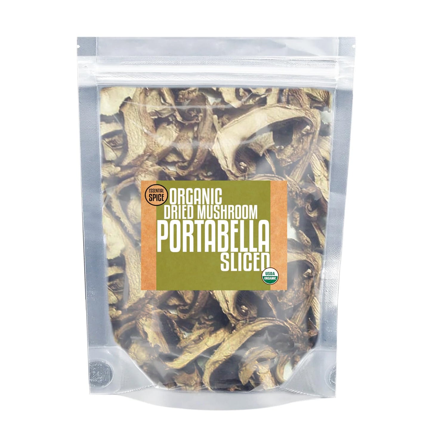Essential Spice Dried Organic Sliced Portabella Mushrooms - Rich Umami Flavor, Gourmet Quality - Ideal for Soups, Sauces, Stir-Fries & Pasta - Easy