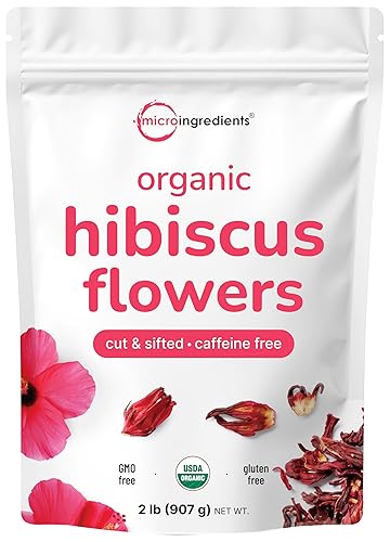 Organic Hibiscus Flowers, 2lbs (450+cups) | Flor de Jamaica, Loose Leaf Tea for Hibiscus Tea Bags | Cut & Sifted Dried Leaves | Caffeine Free