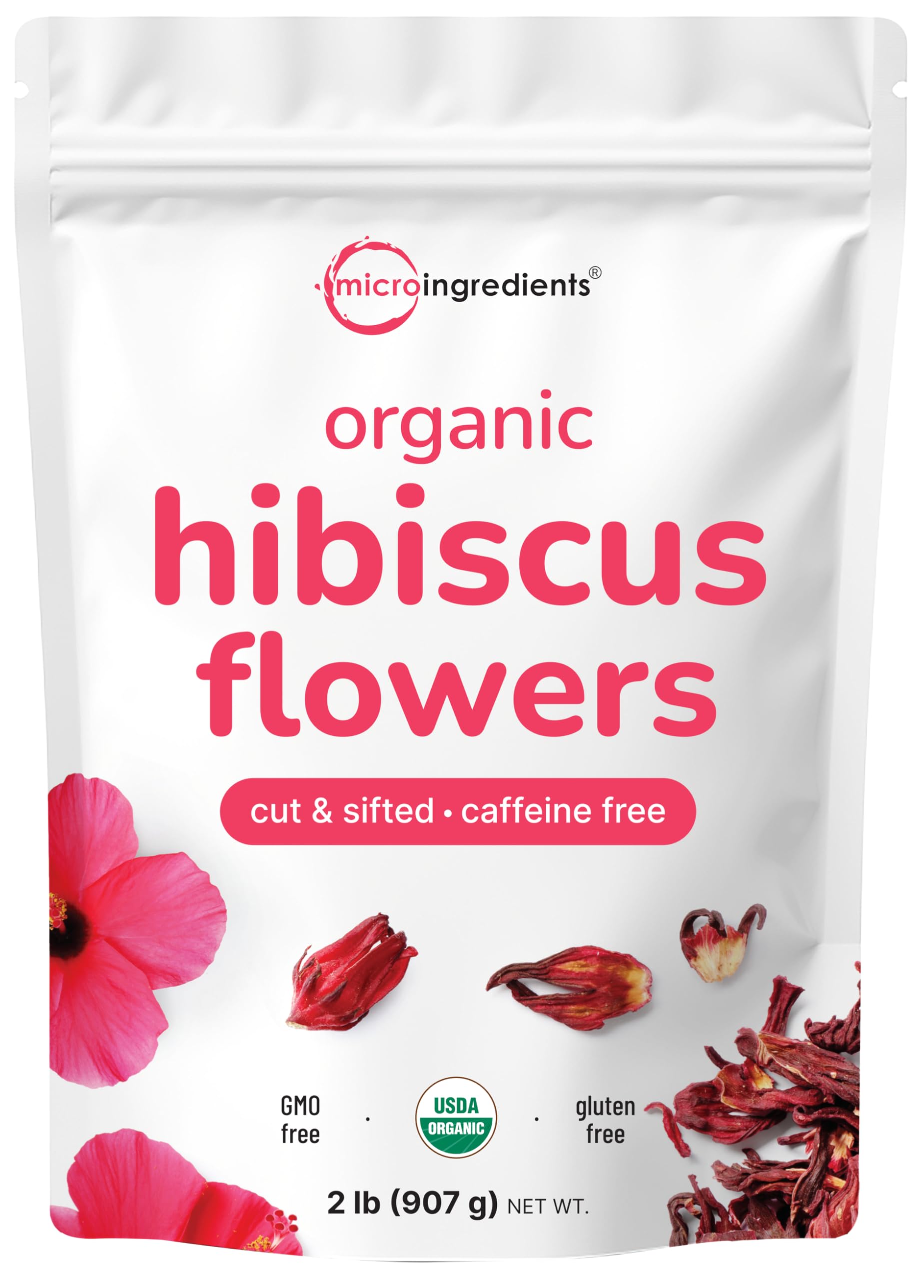 Organic Hibiscus Flowers, 2lbs (450+cups) | Flor de Jamaica, Loose Leaf Tea for Hibiscus Tea Bags | Cut & Sifted Dried Leaves | Caffeine Free