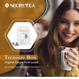 T SECRETEA Organic Cocoa Pu-erh Loose Tea Bag I Powerful Detox Immune I Heart & Digestion Support | 40 Count Unwrapped Sachets, Treasure Box