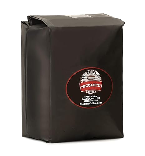 Nicoletti Coffee Espresso Roast Beans 5lb(Made in Brooklyn NY since 1972) Fresh Roasted Espresso beans with Date Stamp.