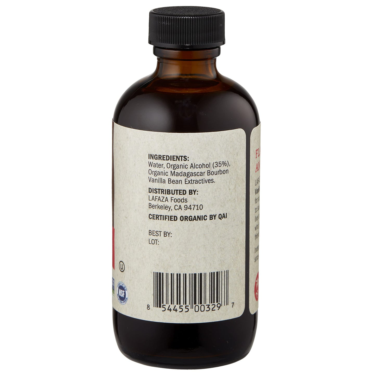 Lafaza Organic Pure Madagascar Bourbon Vanilla Extract, All-Natural (4 fl oz)