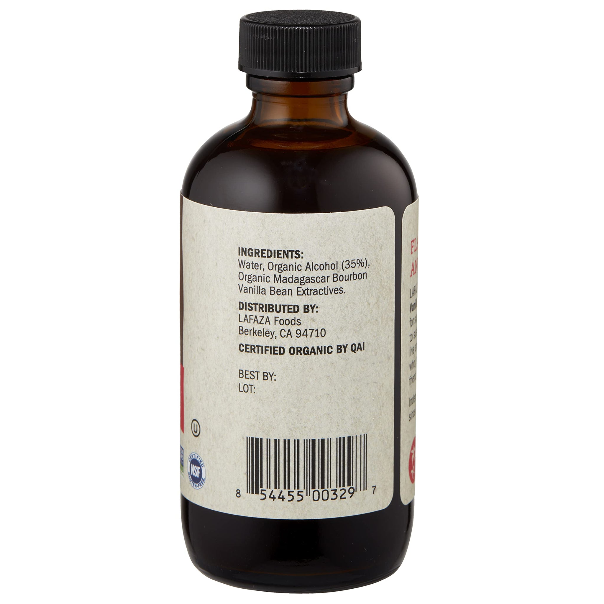 Lafaza Organic Pure Madagascar Bourbon Vanilla Extract, All-Natural (4 fl oz)