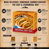 Hi Mountain Seasonings ? ORIGINAL HOT DOG Making Kit ? Includes Seasoning, Collagen Casings, and Simple-to-Follow Directions ? Creates 23 lbs