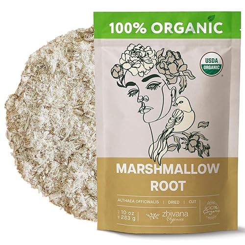 Organic Marshmallow Root Tea (10oz.) - Dried Marshmellow Root Herb (Althaea Officinalis) - Natural Alternative That Helps with Throat Coat, Cough, Gut