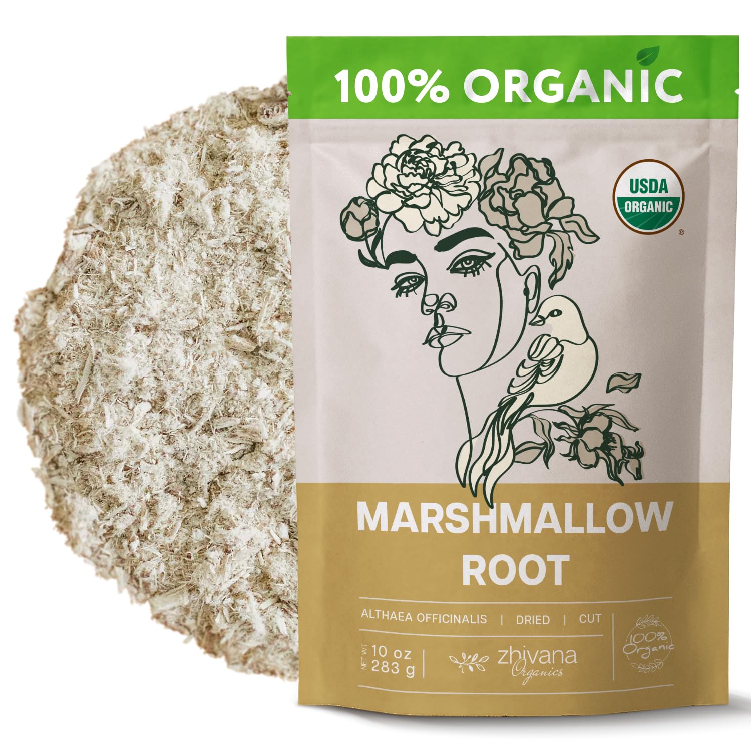 Organic Marshmallow Root Tea (10oz.) - Dried Marshmellow Root Herb (Althaea Officinalis) - Natural Alternative That Helps with Throat Coat, Cough, Gut