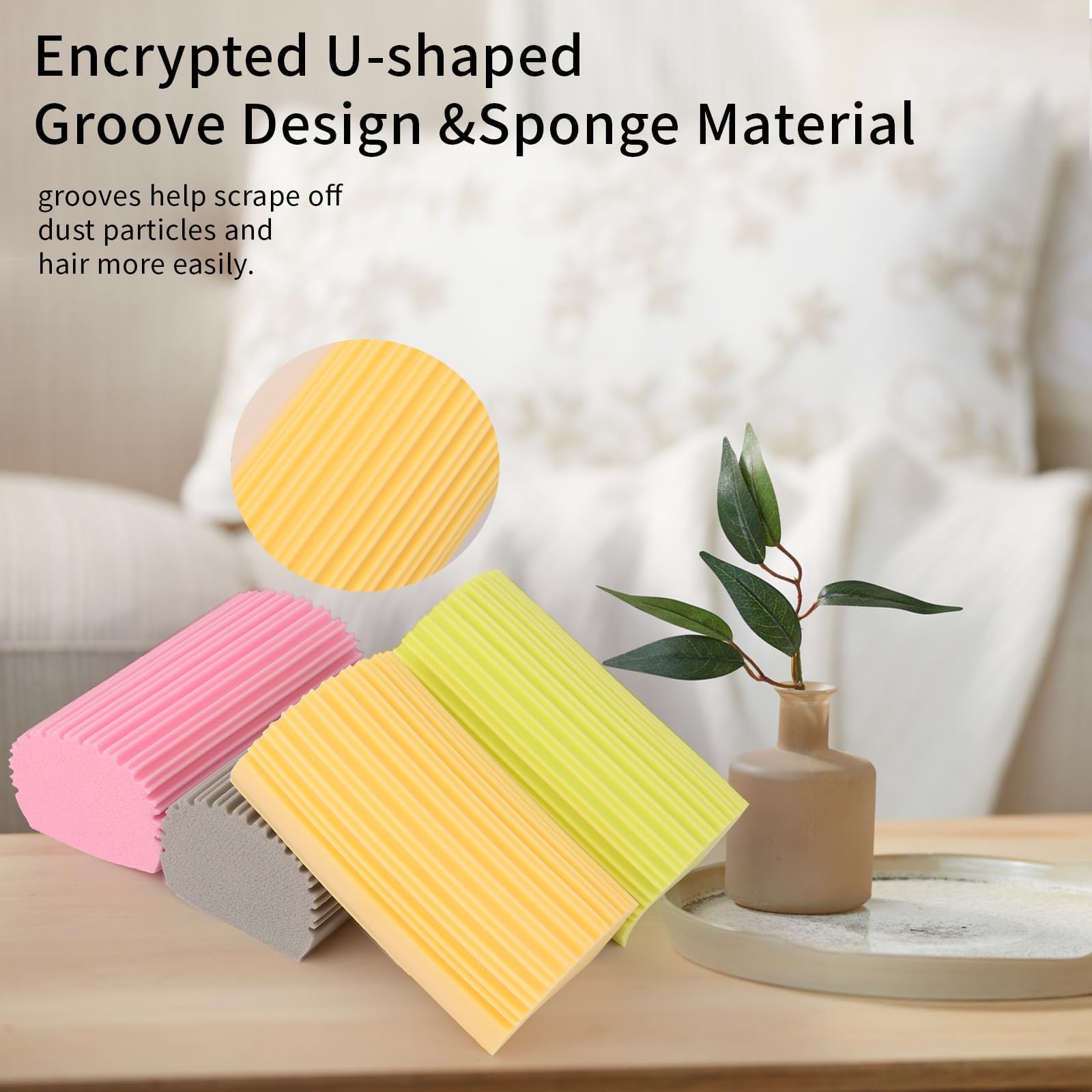 Damp Clean Duster Sponge 4 Pack,Magic Sponge Eraser Baseboard Cleaner Tool,Reusable Household Cleaning Sponge for Blinds, Floorboards, Fan Blades