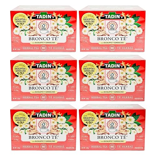 Tadin Bronco Herbal Tea. Caffeine Free. 24 Tea Bags. 1.01 oz. Pack of 6