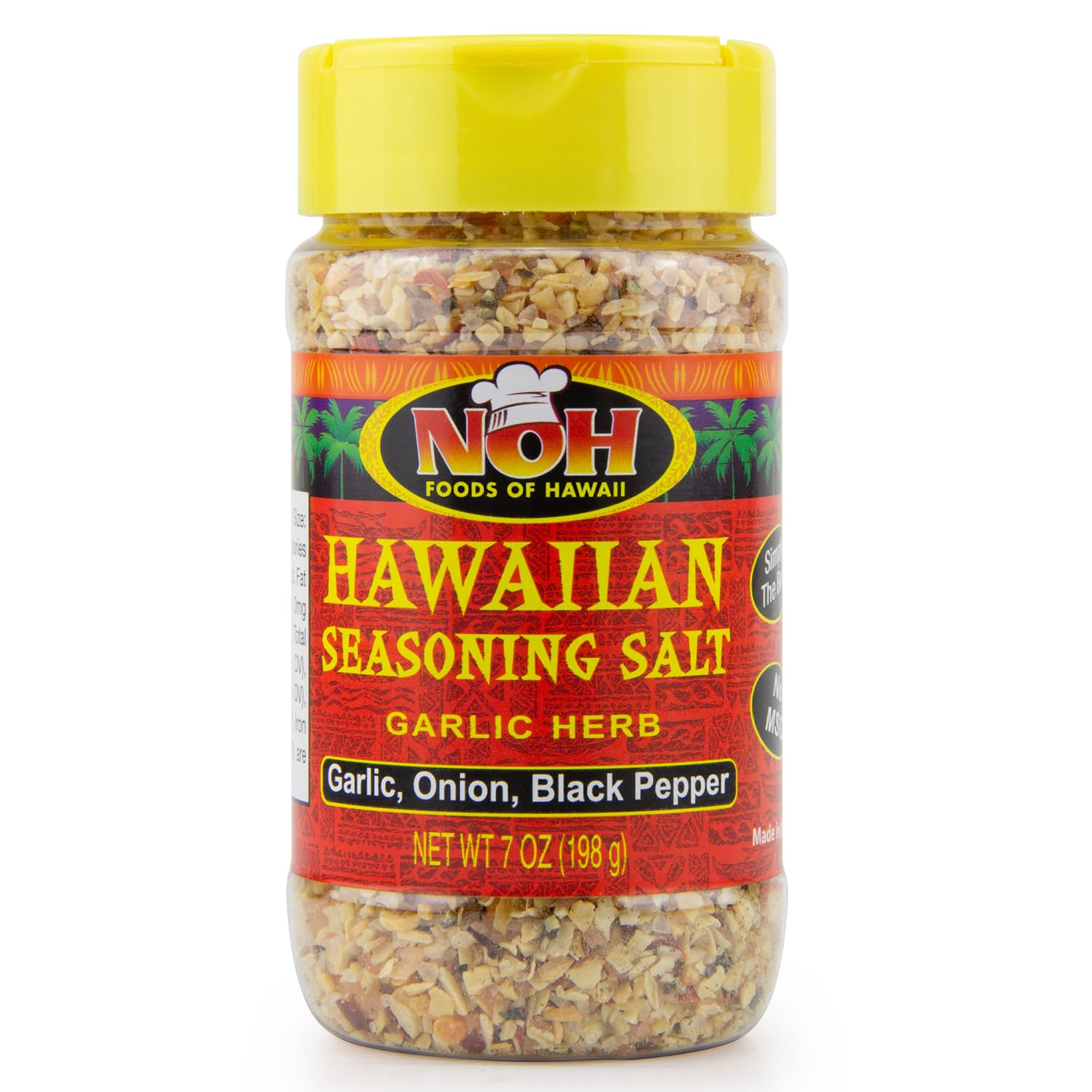 NOH Hawaiian Seasoning Salt, 7 Oz Shaker Bottle (Pack of 1) - No MSG Garlic Herb Blend - Authentic Salt Seasoning with Garlic Herb, Onion & Black