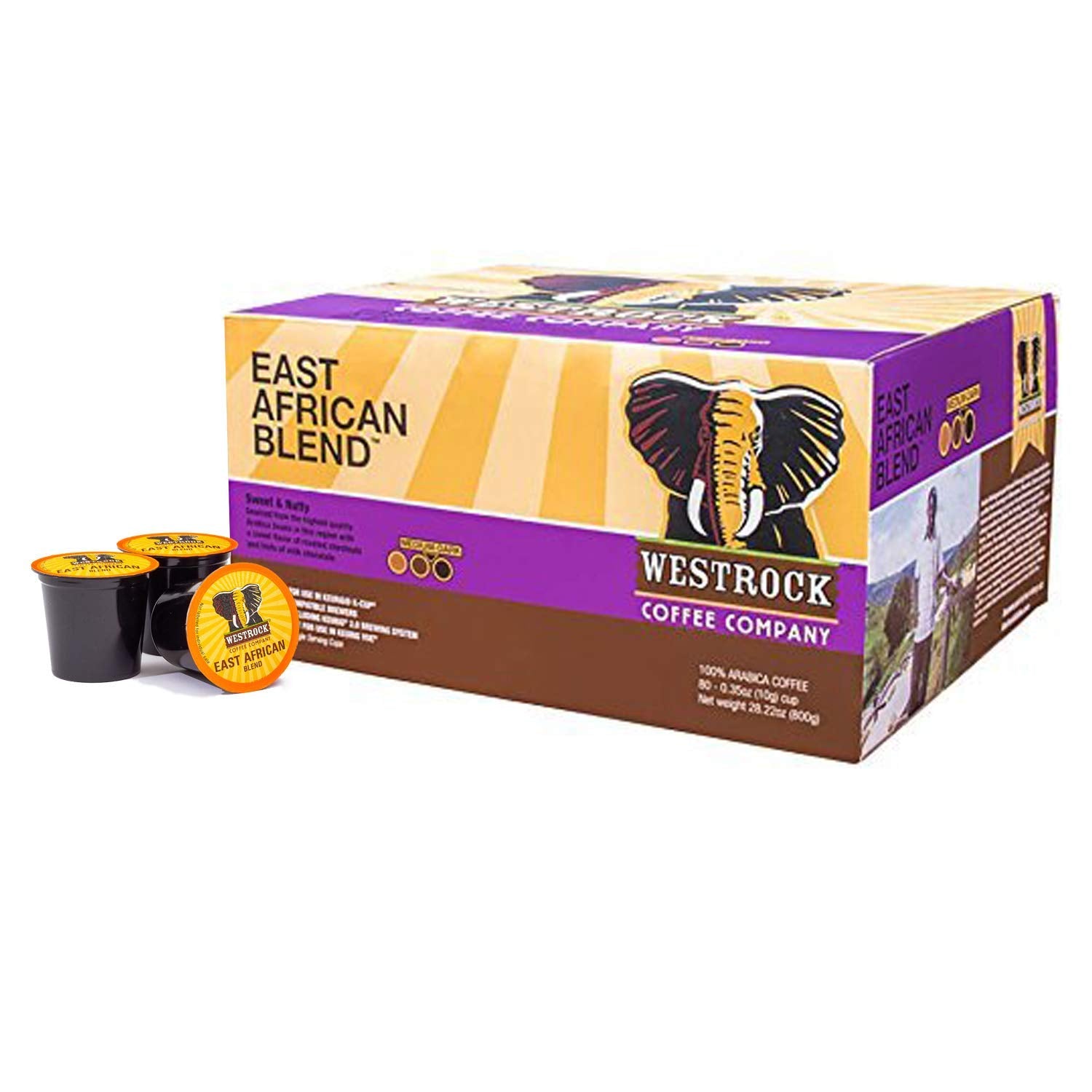 Westrock Coffee Company, East African Blend, Single Serve Coffee Cup, Medium-Dark Roast (80)