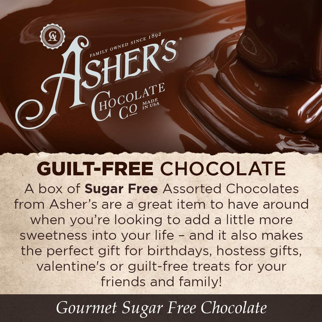 Asher's Sugar Free Chocolate Candy Assortment - Kosher, Milk & Dark Chocolates (15 pieces, 8 oz.)