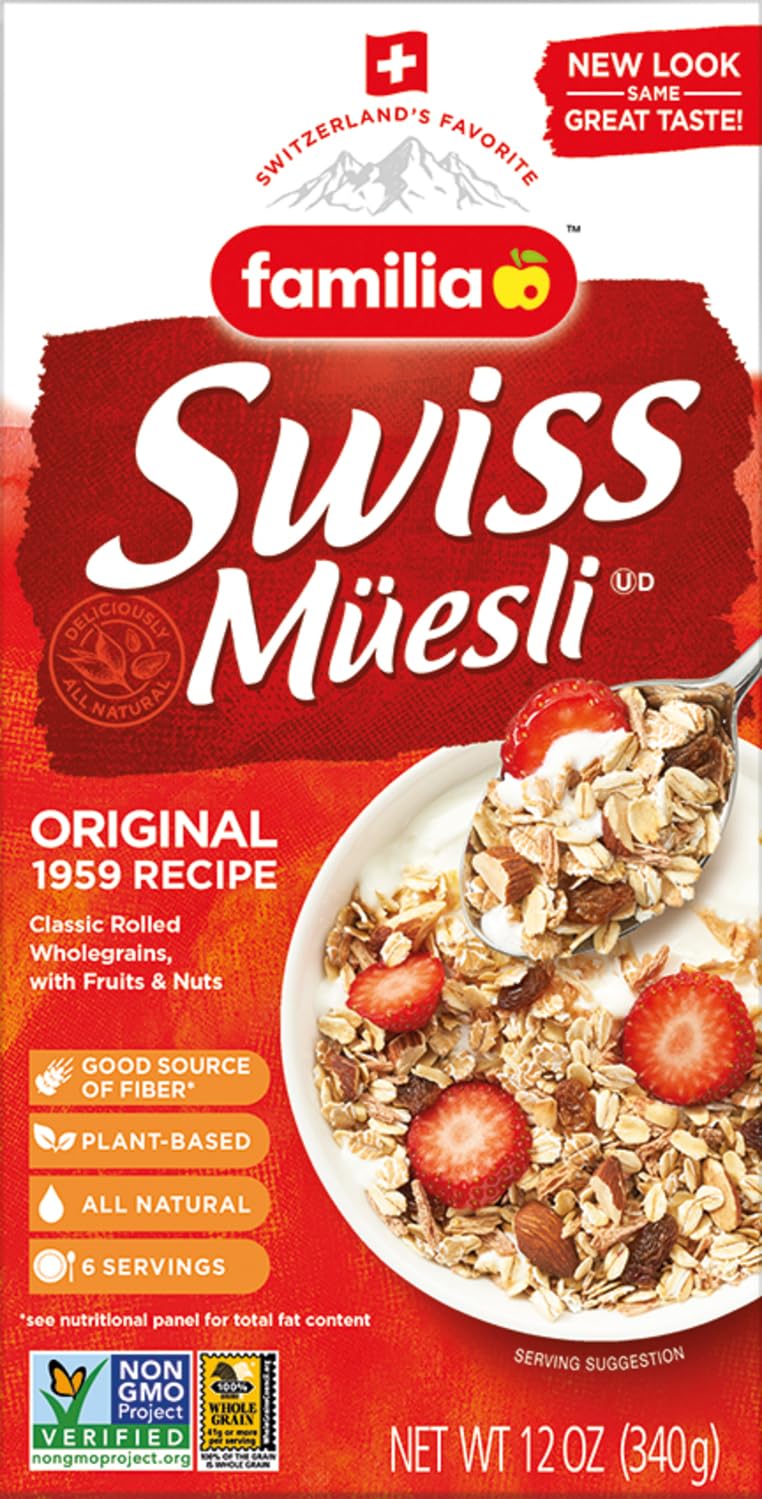 Familia Swiss Muesli Cereal, Original Recipe with Fruit and Nuts - Enjoy Hot, Cold or as Overnight Oats, 12 oz (Pack of 1)