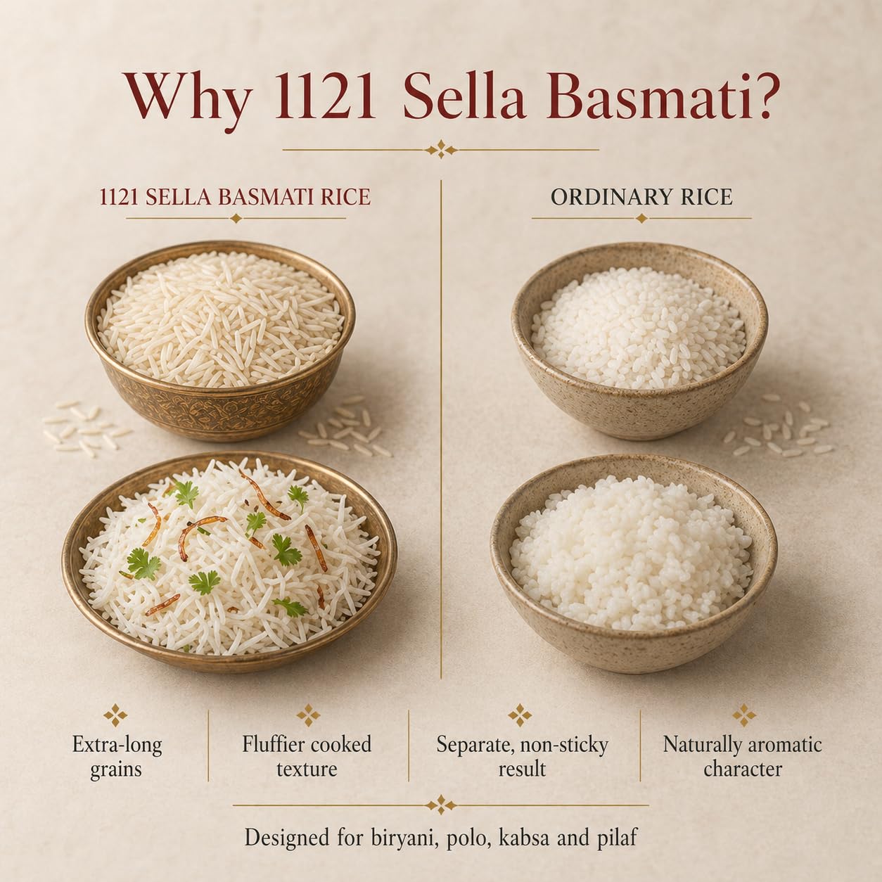 BITA Rice 1121 Sella Basmati Rice, Extra Long Grain Parboiled Basmati, Aromatic Indian Rice, Product of India, 10 lb Bag