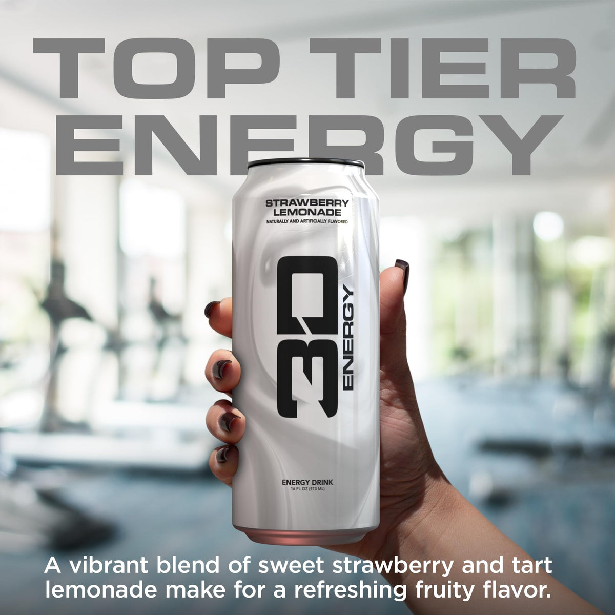 3D Sugar Free Energy Drink, Strawberry Lemonade, 16oz Cans, 12 Pack