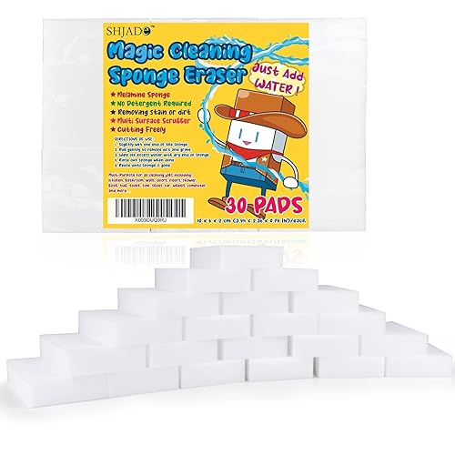 SHJADE Magic Sponges Cleaning Eraser, 30 Pack Melamine Foam Cleaning Pads, Multi-Functional Household Cleaning Sponges for Kitchen, Bathroom, Bathtub