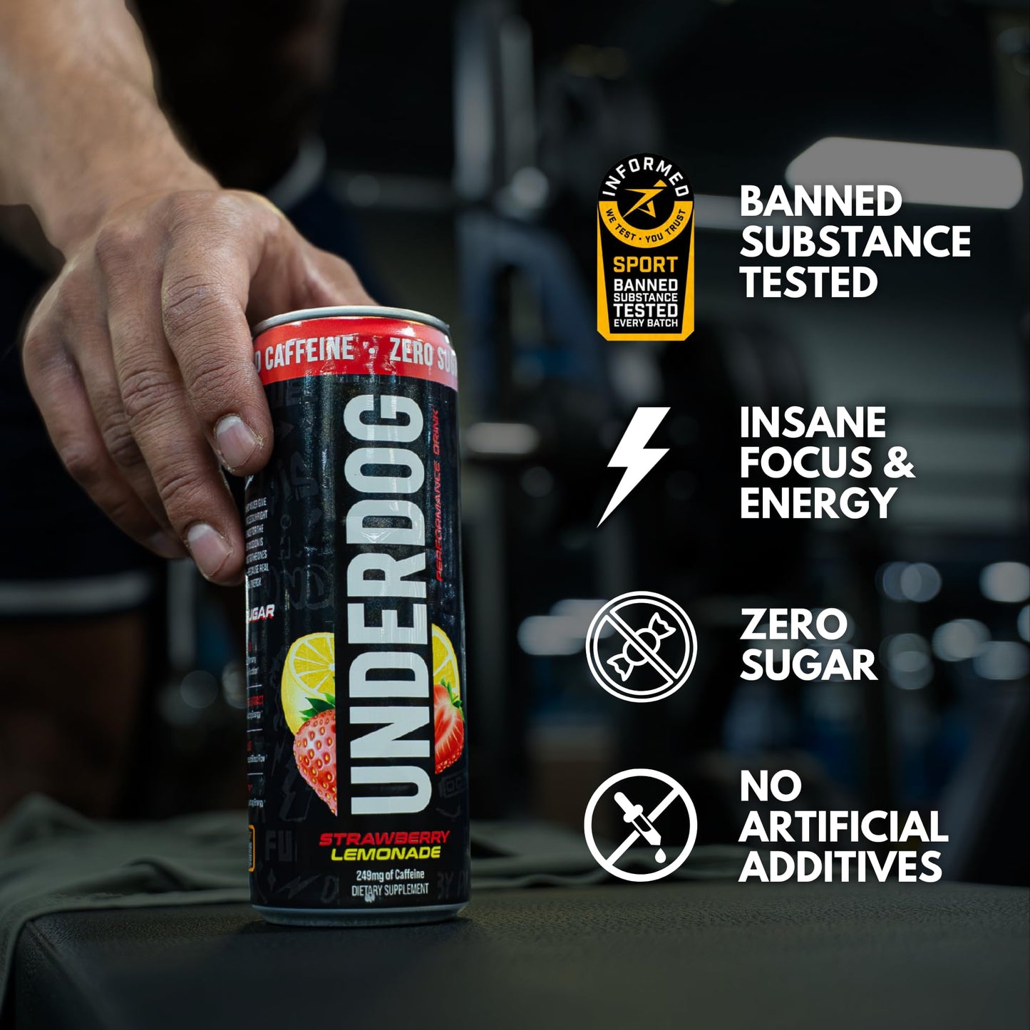Underdog Performance Energy Drink, Variety Pack, Nootropics, Green Tea Extract, Citrulline, Clean, Sugar Free Fast & Slow Release 249mg Caffeine per