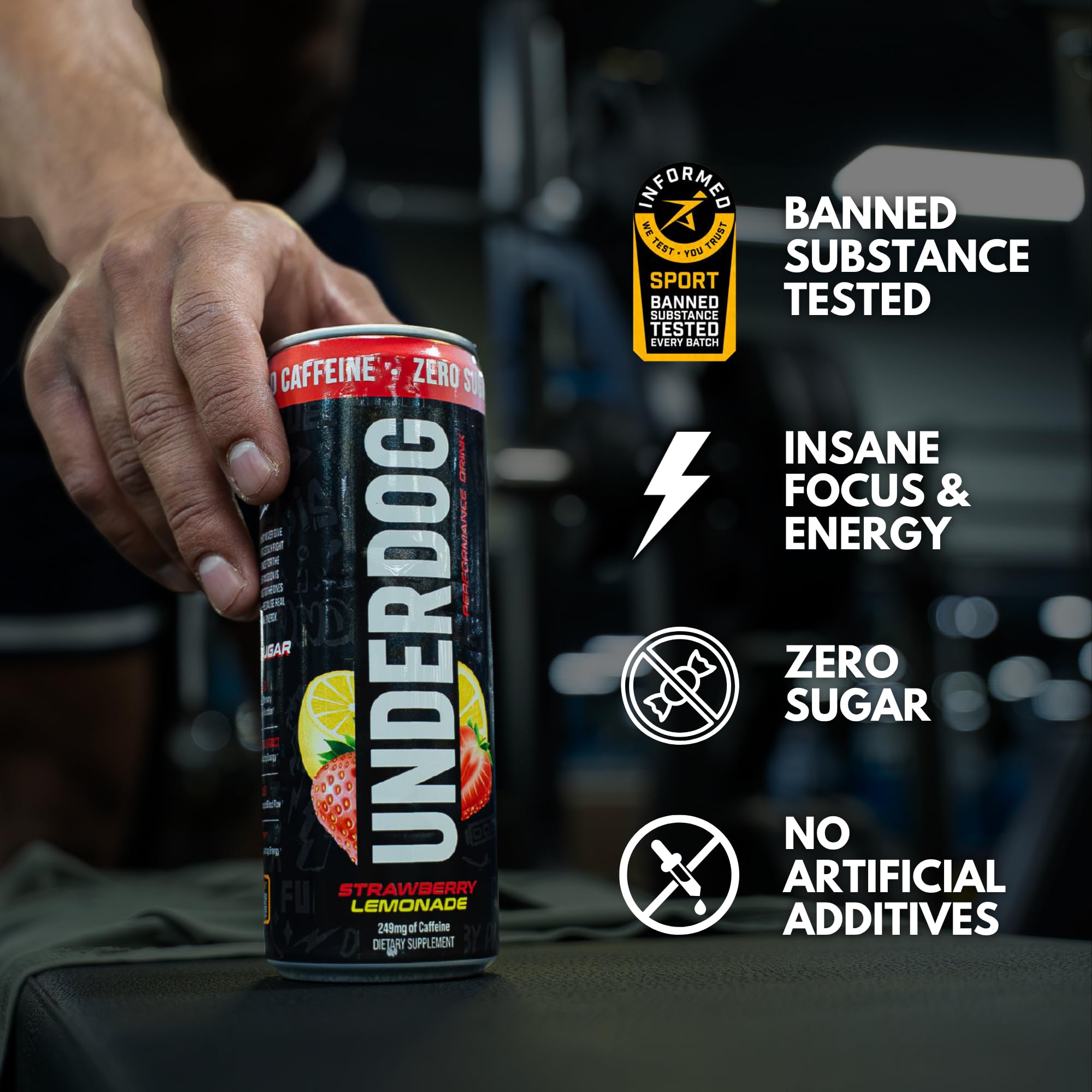 Underdog Performance Energy Drink, Variety Pack, Nootropics, Green Tea Extract, Citrulline, Clean, Sugar Free Fast & Slow Release 249mg Caffeine per