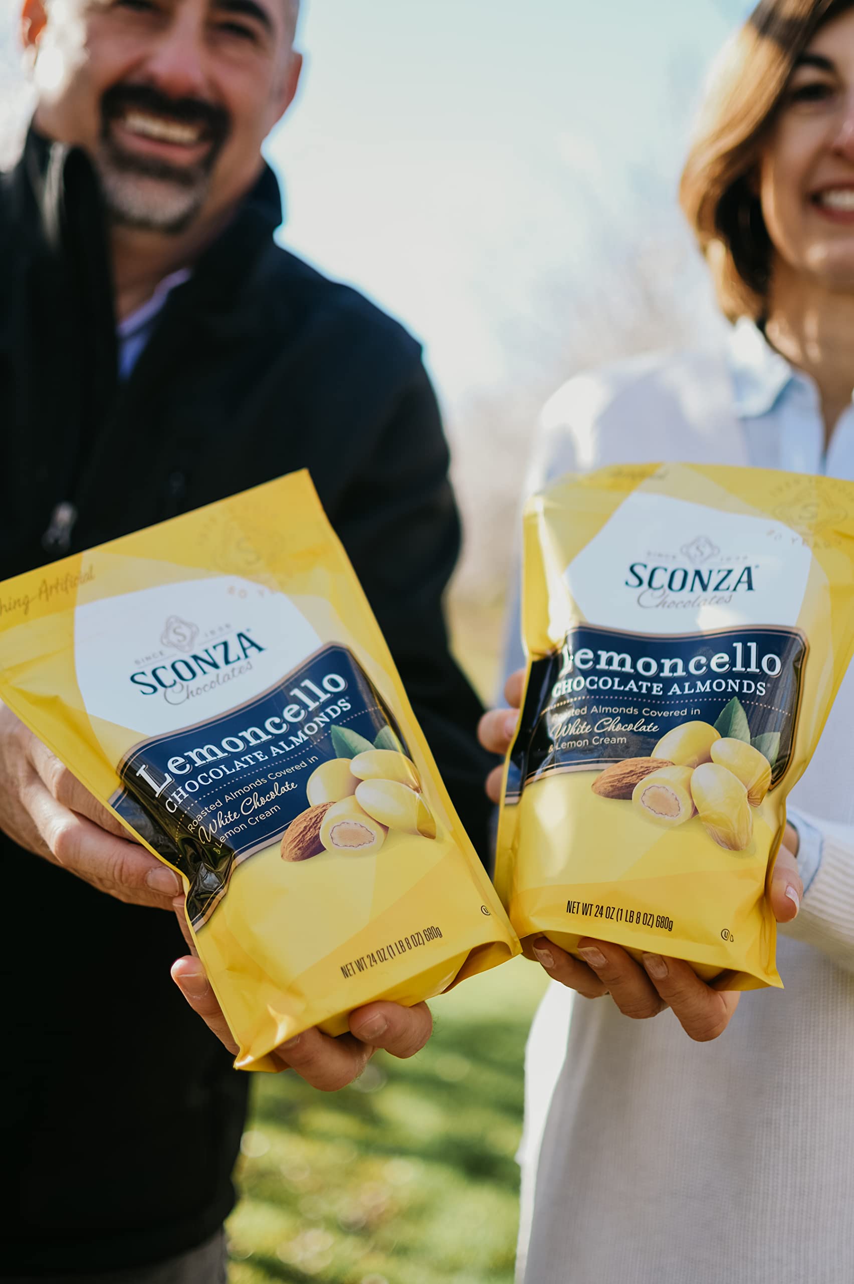 Sconza Lemoncello Lemon Cream & White Chocolate Almonds | Inspired by Italy's Lemon Groves | Made in the USA | Pack of 1 (24 Ounce)