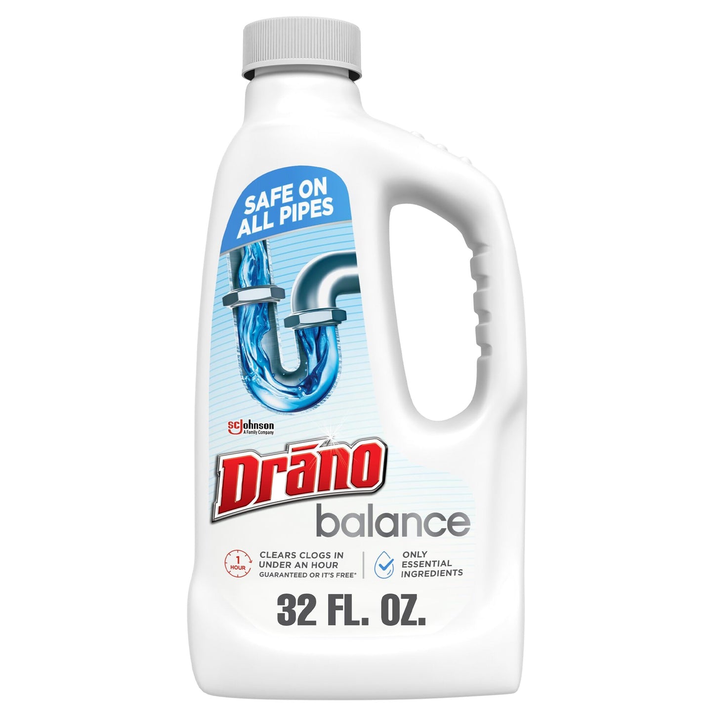 Drano Balance Drain Clog Remover and Cleaner, Non-Corrosive Formula, Safe on All Pipes and Septic Tanks, Formulated Using Only Essential Ingredients