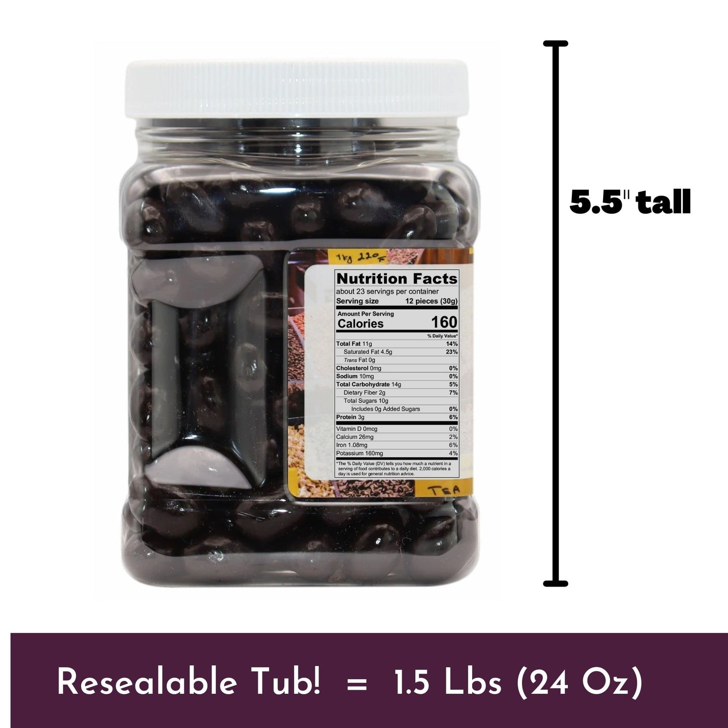 Chocolate Covered Peanuts - 1.25 Lb Tub (Dark Chocolate)