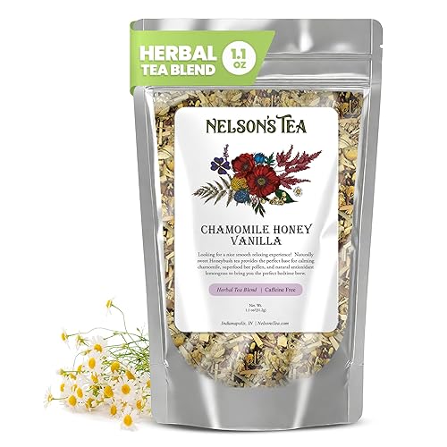 Nelson's Tea Chamomile Honey Vanilla - Caffeine-Free - Herbal Loose Leaf Tea, Curated Blend with Honeybush, Chamomile, Lemongrass, Licorice Root