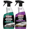 Weiman Disinfecting Granite & Stone Daily Cleaner and Sealer Kit - For Granite, Marble, Quartz, Quartzite, Slate - 24 oz Daily Kitchen Countertop