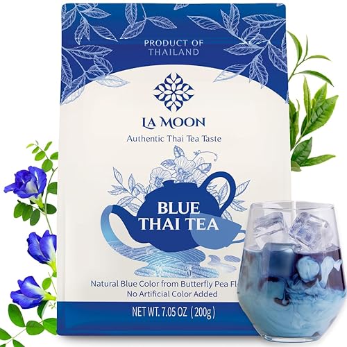 LA MOON TEA Blue Thai Tea Mix - Traditional Loose Leaf Thai Tea Mix from Butterfly Pea Flower and Assam Black Tea for Home-made Blue Thai Iced Tea