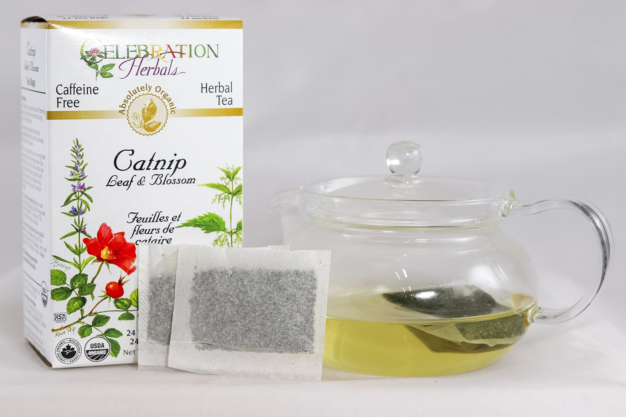 Celebration Herbals Organic Catnip Leaf and Blossom Tea Caffeine Free -- 24 Herbal Tea Bags