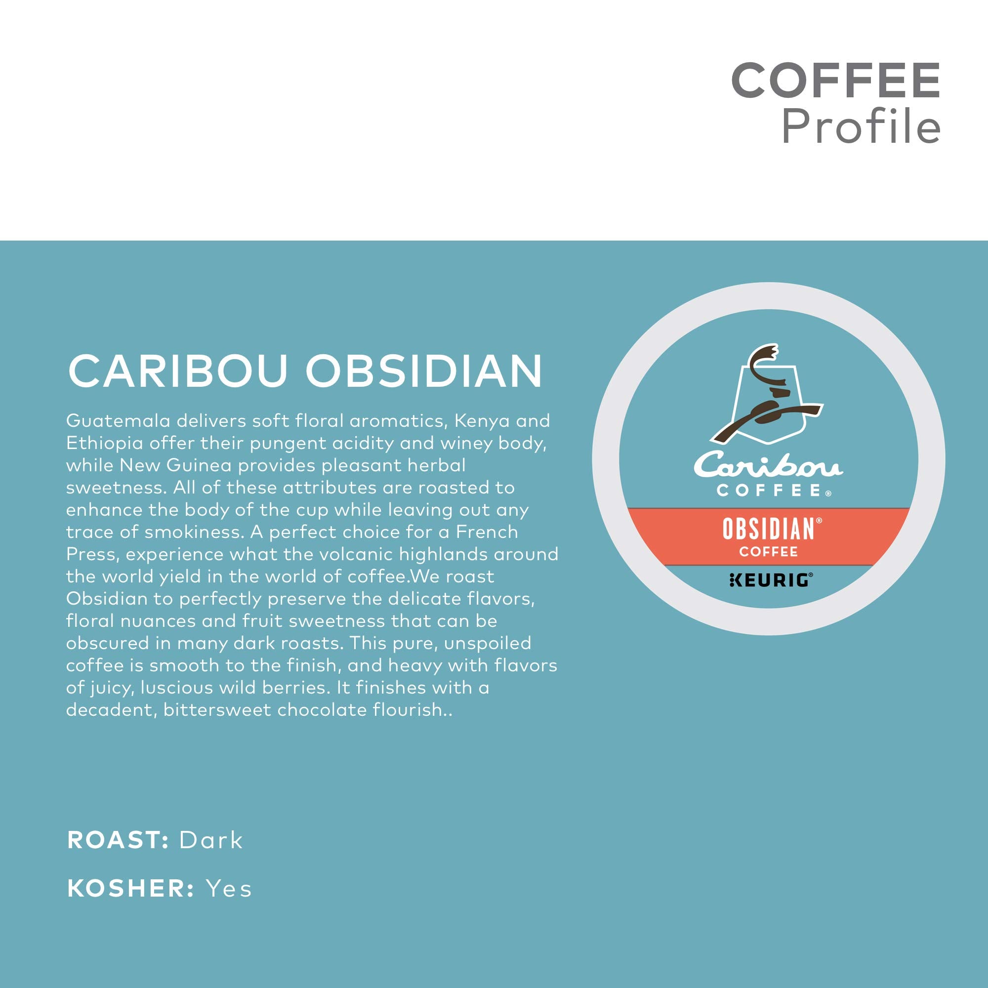 Caribou Coffee Obsidian, Single-Serve Keurig K-Cup Pods, Medium Roast Coffee, 72 Count