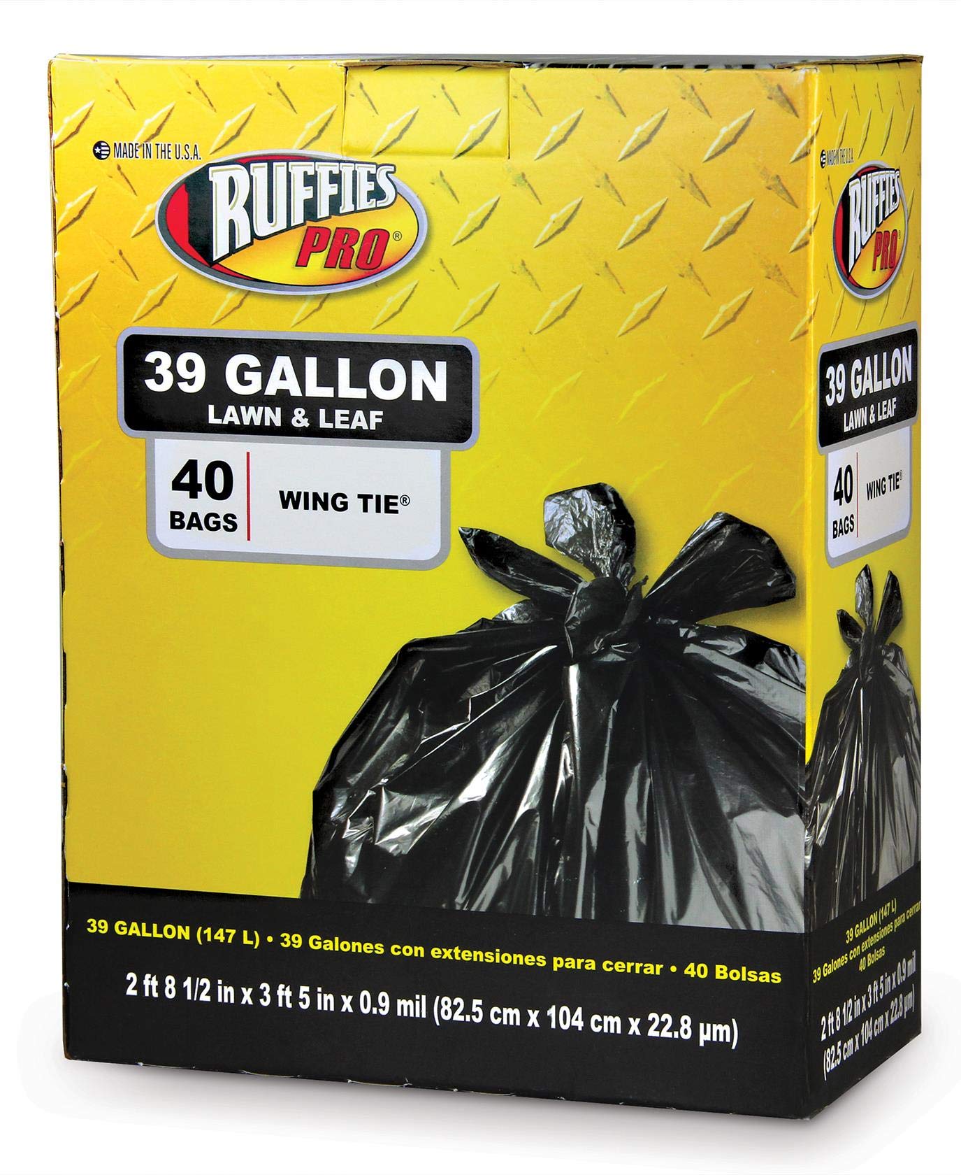 Ruffies Pro 1124912 39 Gallon Black Lawn & Leaf Bags 40 Count
