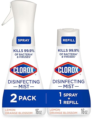 Clorox Disinfecting Mist, Lemon and Orange Blossom, 1 Spray and 1 Refill, 16 oz Each