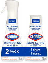 Clorox Disinfecting Mist, Lemon and Orange Blossom, 1 Spray and 1 Refill, 16 oz Each