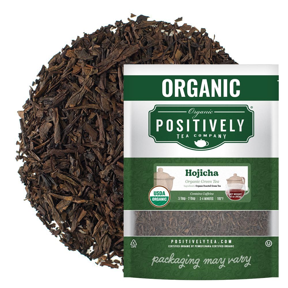 Organic Positively Tea Company, Hojicha, Green Tea, Loose Leaf, 16 Ounce