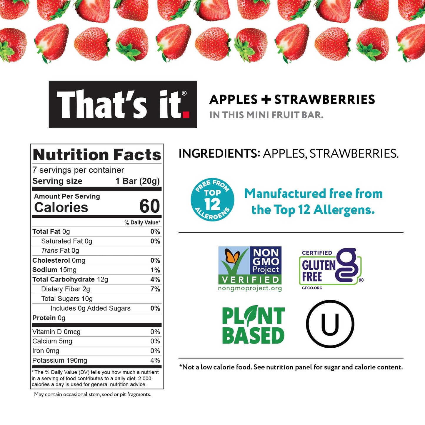 That's it. Mini Fruit Bars (Variety 35 Pack) No Sugar Plant-Based, Vegan & Gluten Free, Breakfast Bar, Paleo, for Children, Non GMO, Fiber (7