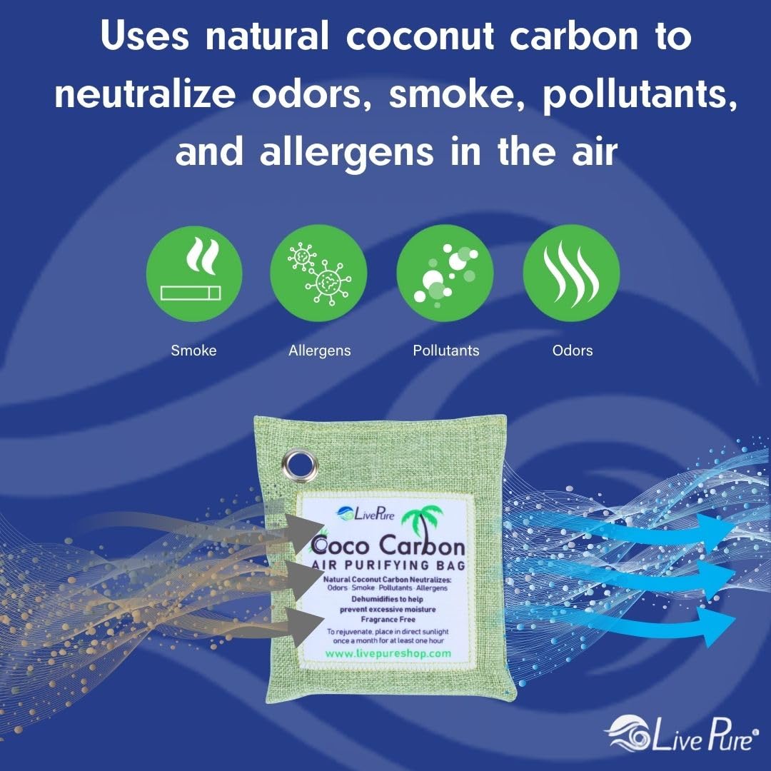 LivePure Natural Cococarbon Air Purifying Bag Value Pack - Mint
