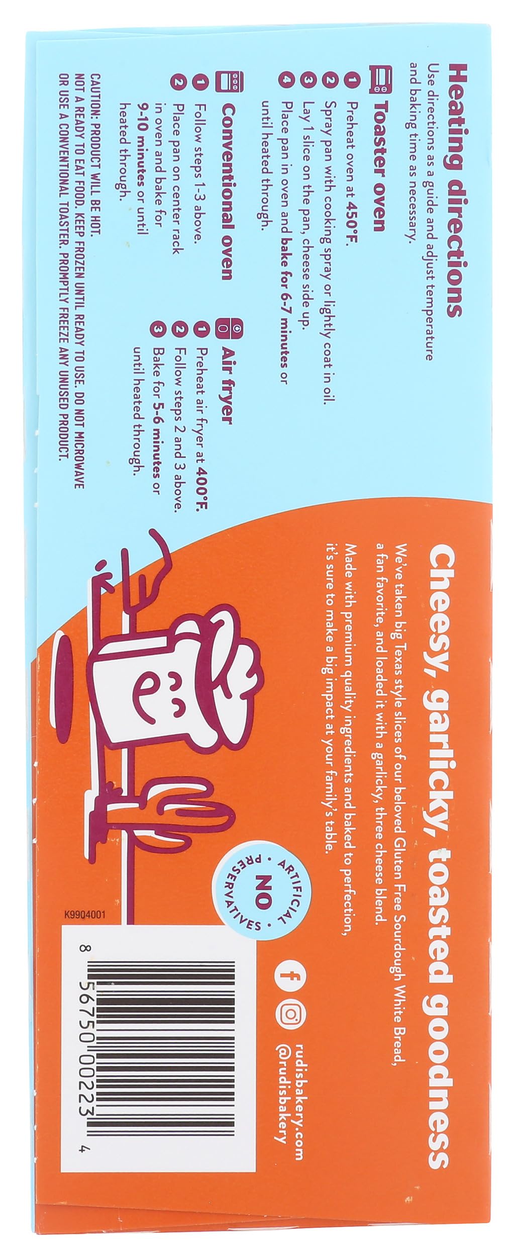 Rudis Bakery 3 Cheese Garlic Texas Toast, 13.8 OZ