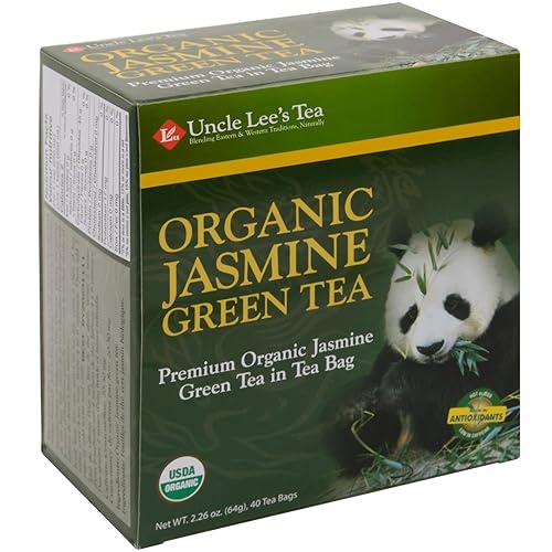 Uncle Lee's Organic Jasmine Green Tea Bags, 40 Count - Antioxidant-Rich, Low Caffeine, Naturally Uplifting Blend