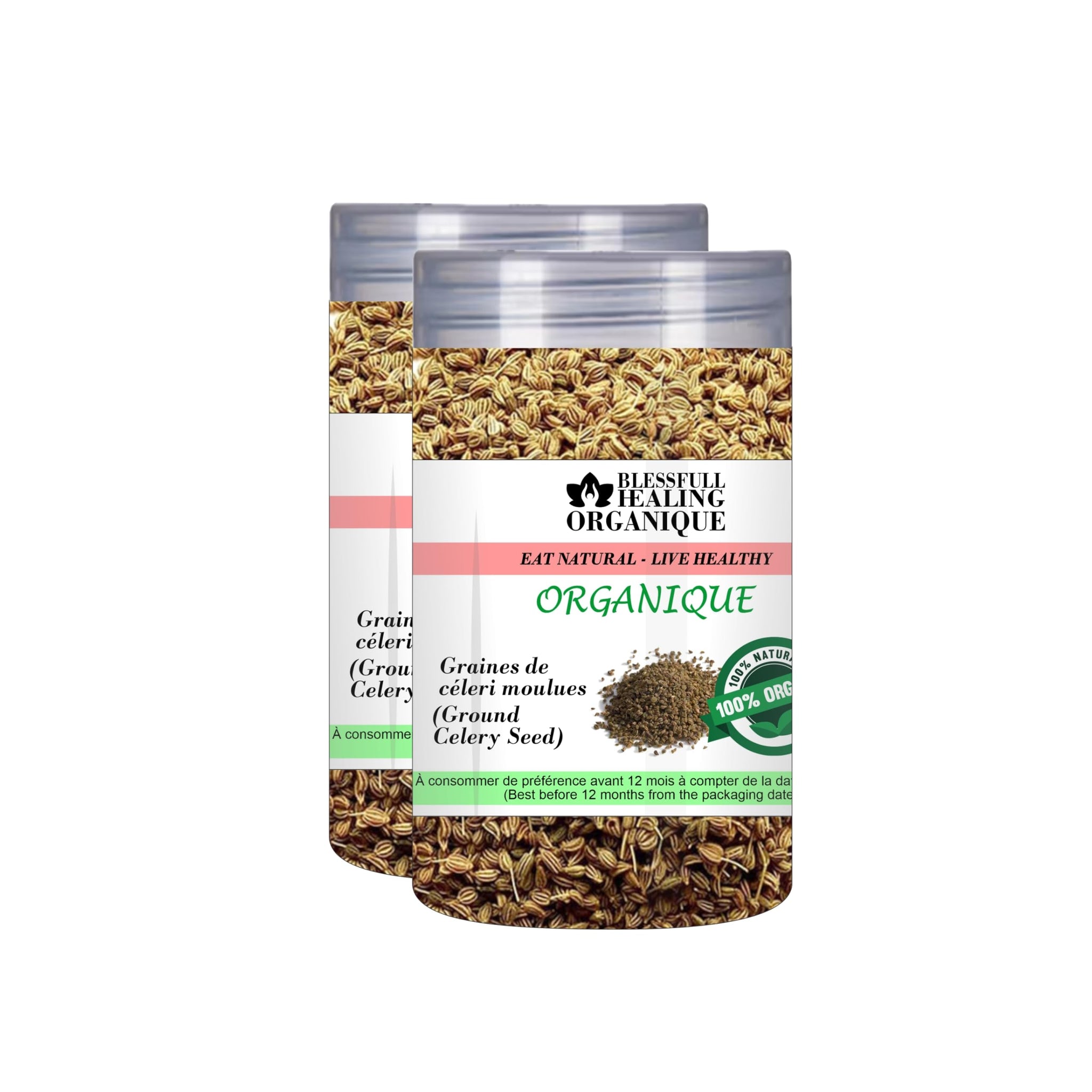 Blessfull Healing Organic Ground Celery Seed 100 Gram (3.52 oz) Each (Pack Of 2) = 200 Grams, Vegan